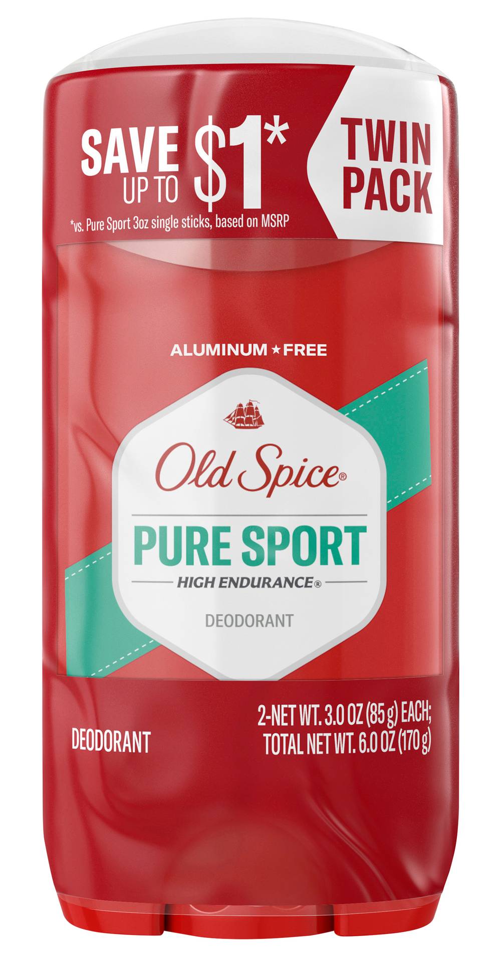 Old Spice High Endurance Value pack Aluminum Free Pure Sport Deodorant (6 oz)