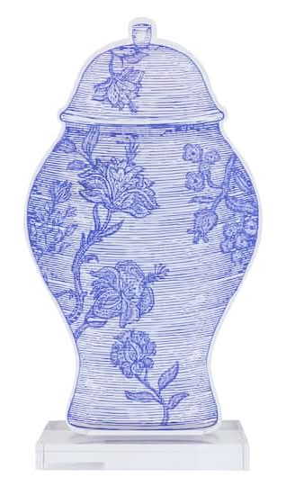 Jonathan Adler X Michaels 14.25" Blue Floral Urn Acrylic Tabletop Decor