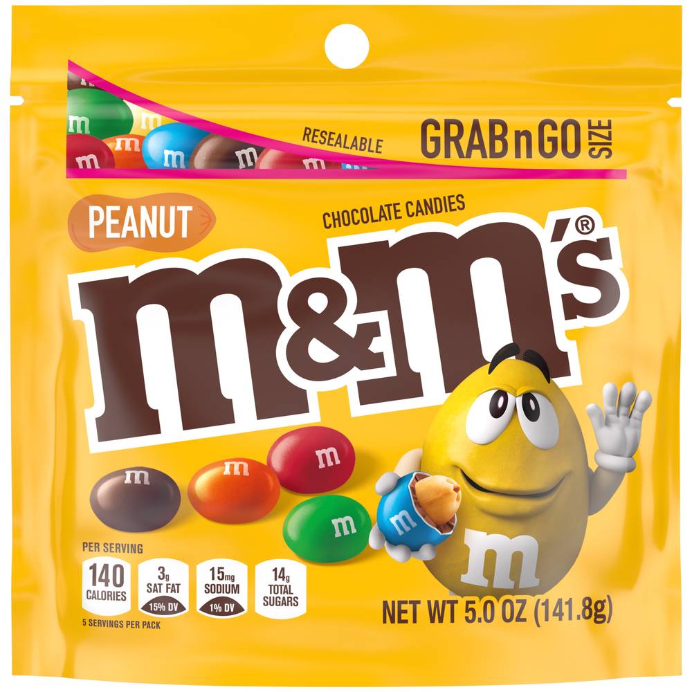 M&M's Grab N Go Milk Chocolate Candy Bag, Peanut (5 oz)