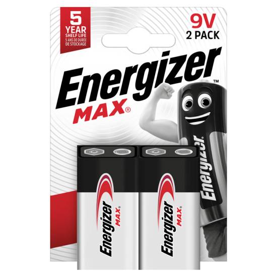 Energizer Max Alkaline 9v Batteries 2 pack