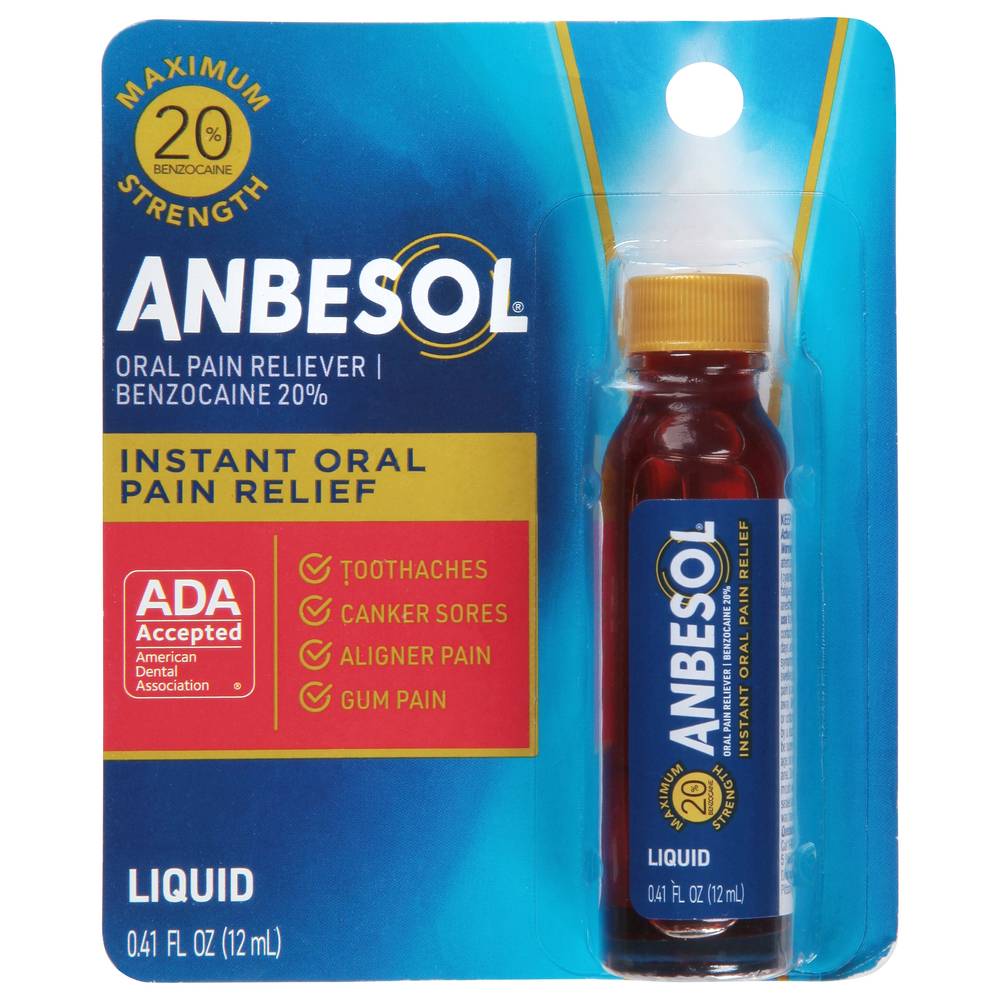 Anbesol Liquid Pain Reliever Benzocaine 20% (0.41 fl oz)