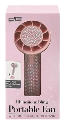 Rhinestone Bling Portable Fan Pink