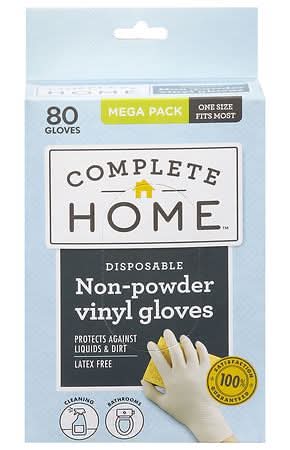 Complete Home Disposable Non-Powdered Vinyl Gloves (80 ct)