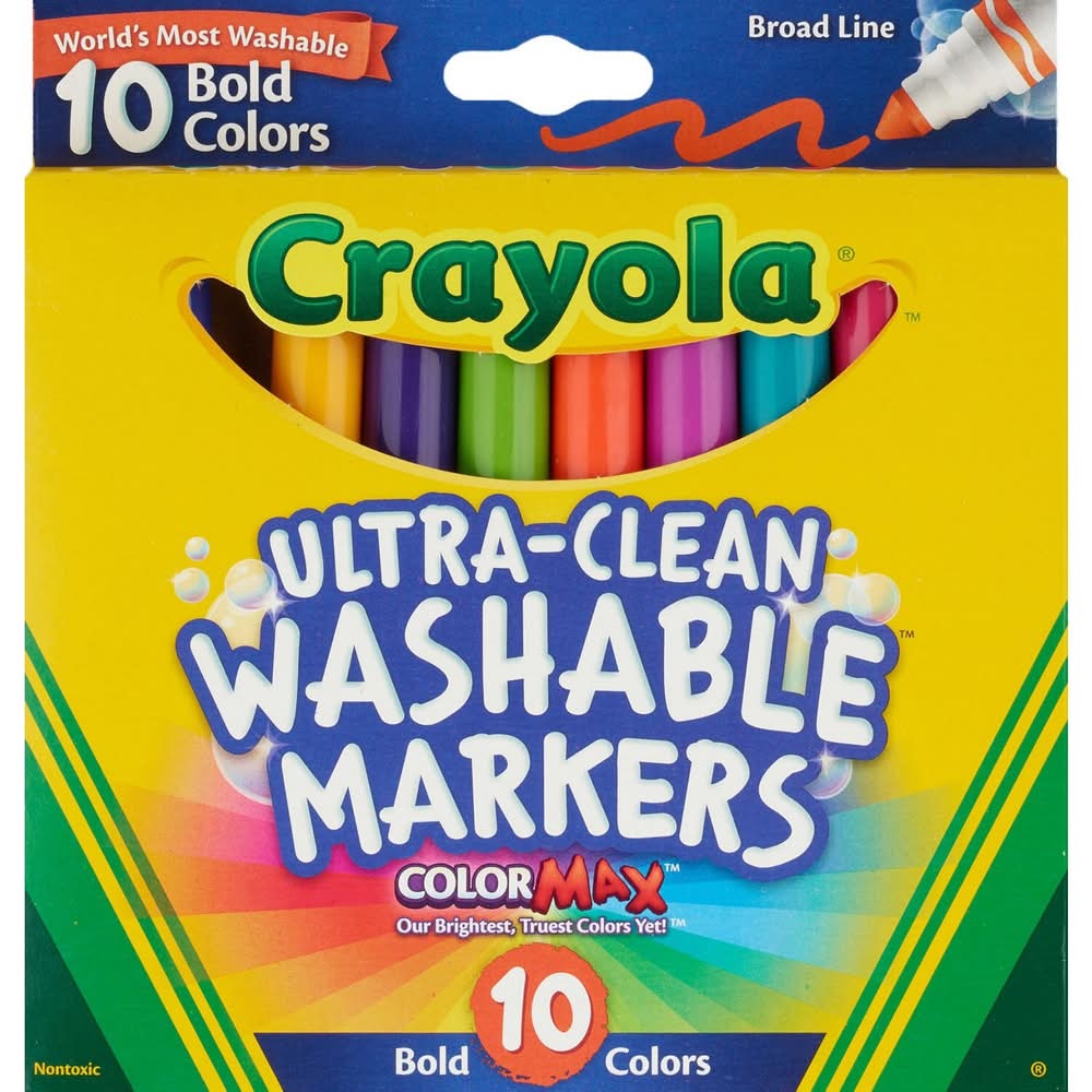 Crayola Ultra Clean Washable Markers, Broad Line Bold Colors