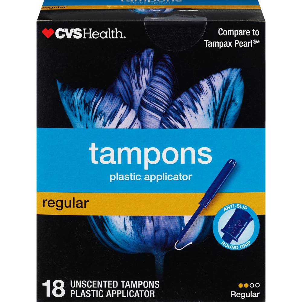 Cvs Health Plastic Tampons, Regular, 18 Ct