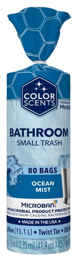 Color Scents Twist Tie Bathroom Trash Bags 4 Gal, Ocean Mist, S (80 ct)