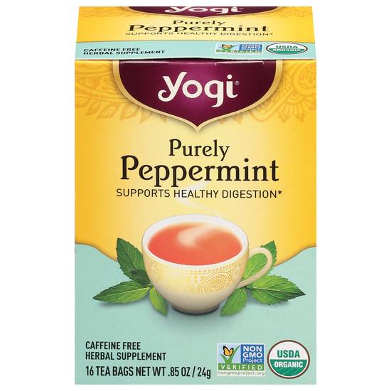 Yogi Purely Peppermint Herbal Supplement Tea Bags (0.85 oz)