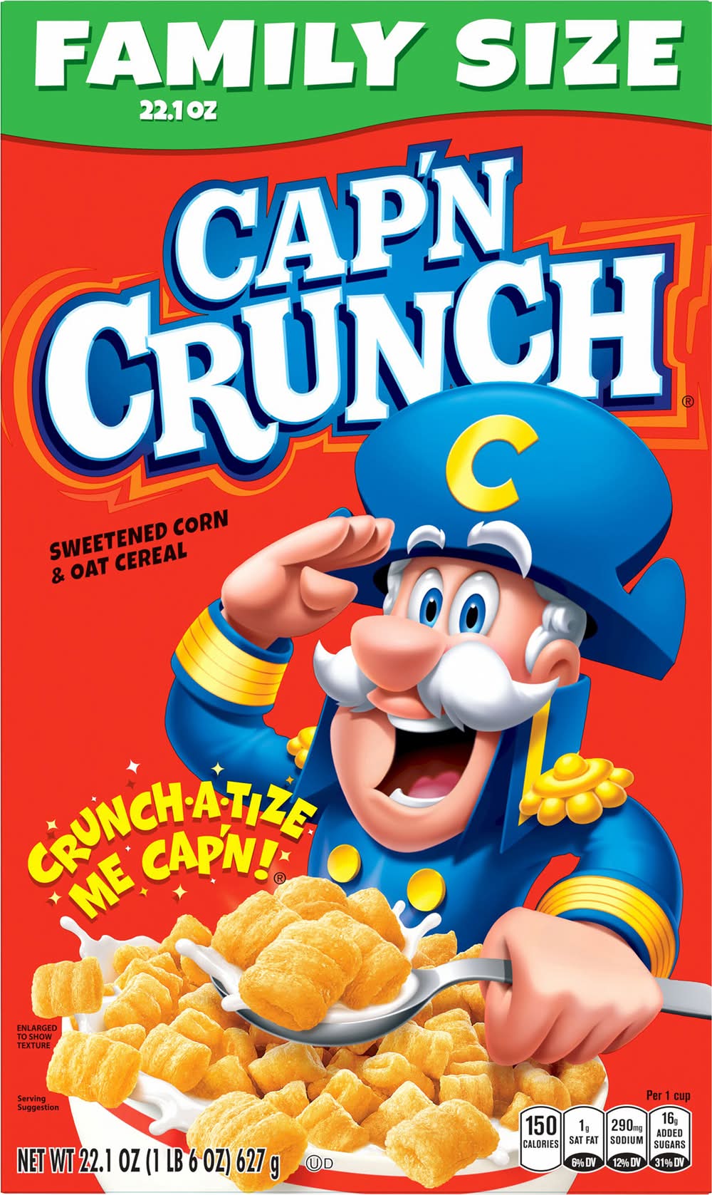 Cap'n Crunch Sweetened Corn & Oat Cereal Family Size (22.1 oz)