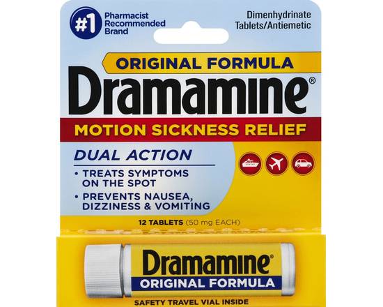 Dramamine · Dual Action Motion Sickness Relief Tablets (12 tablets)