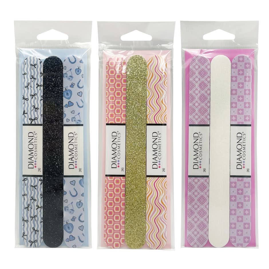 Diamond Cosmetics Triple Pack Nail Files, Assorted Styles, 3-pc Pack.