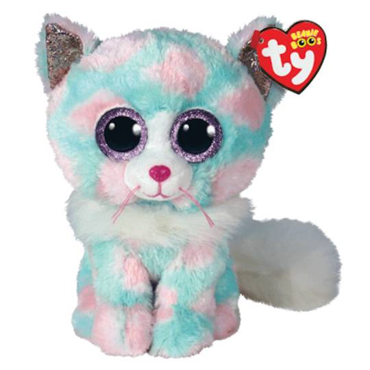 Ty Beanie Boos Opal Pink & White Pastel Cat, Regular