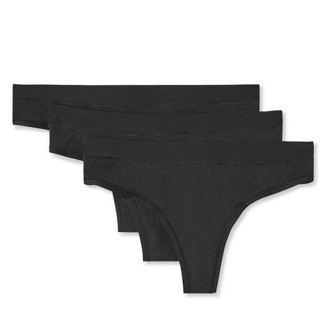 George Women''s Microfibre Thongs 3-Pack (Color: Black, Size: Xl)