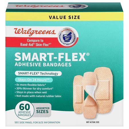 Walgreens Smart-Flex Assorted Size Adhesive Bandages (60 ct)