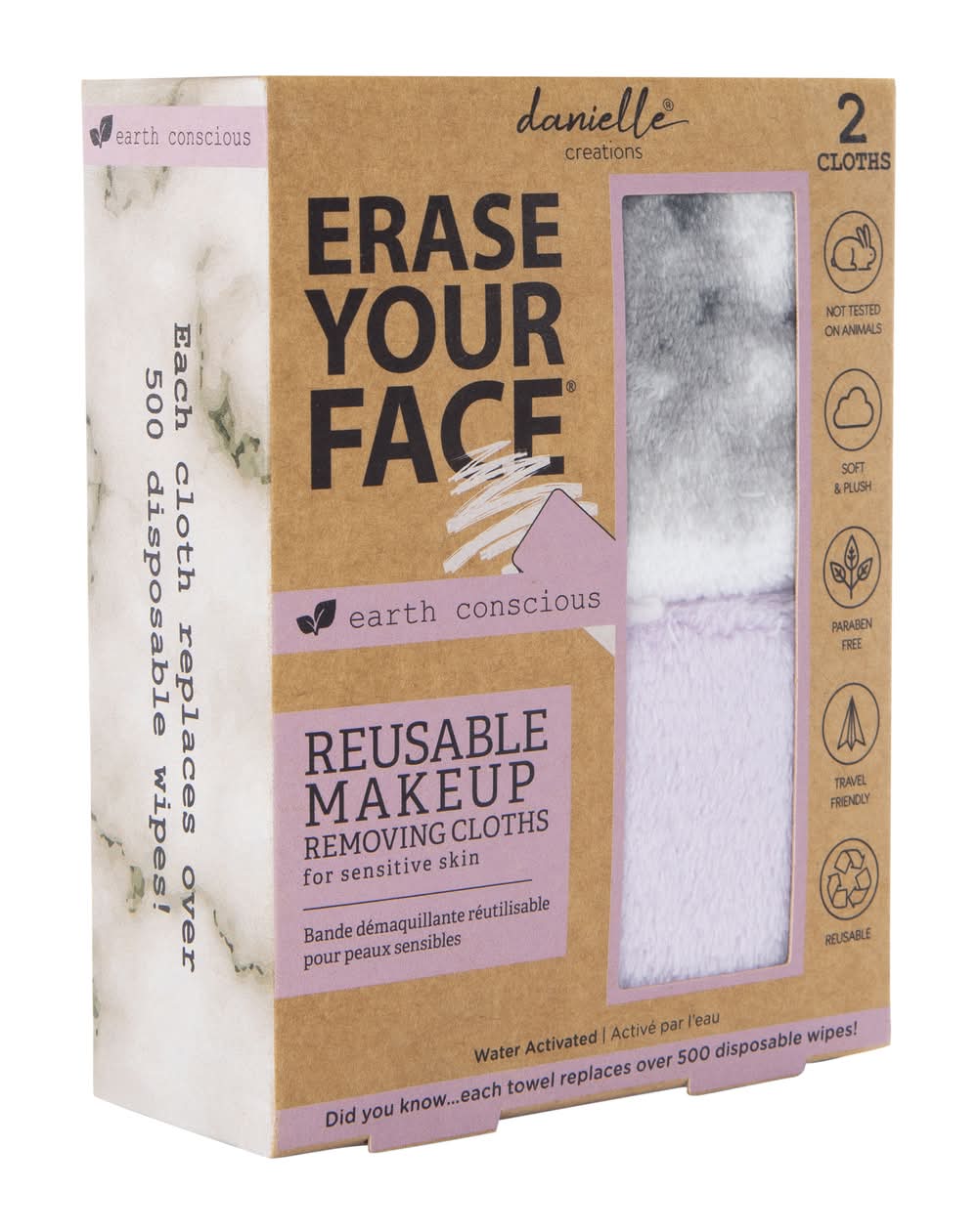 Erase Your Face® Reusable Makeup Removing Cloths 2-Count - Marble & Lilac