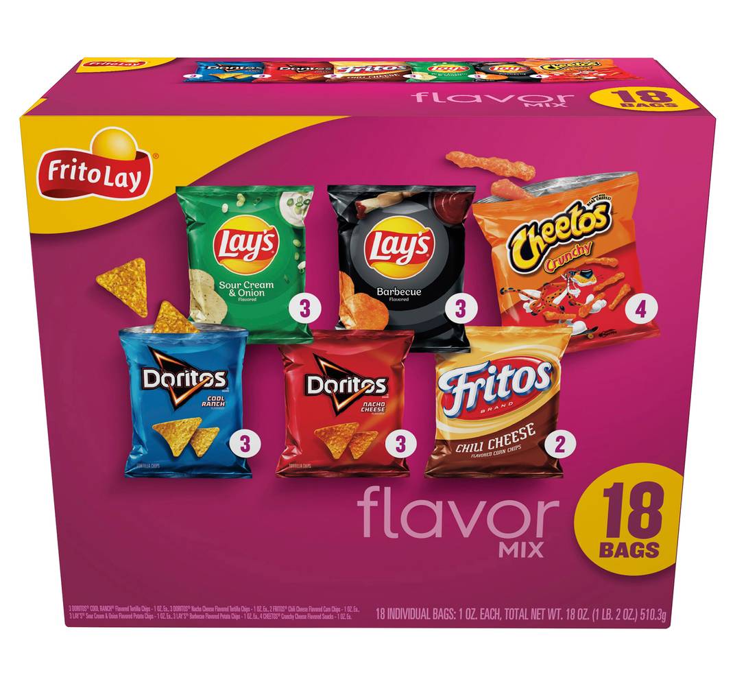 Frito-Lay Flavor Snack Mix Chips, Assorted (18 oz, 18 ct)