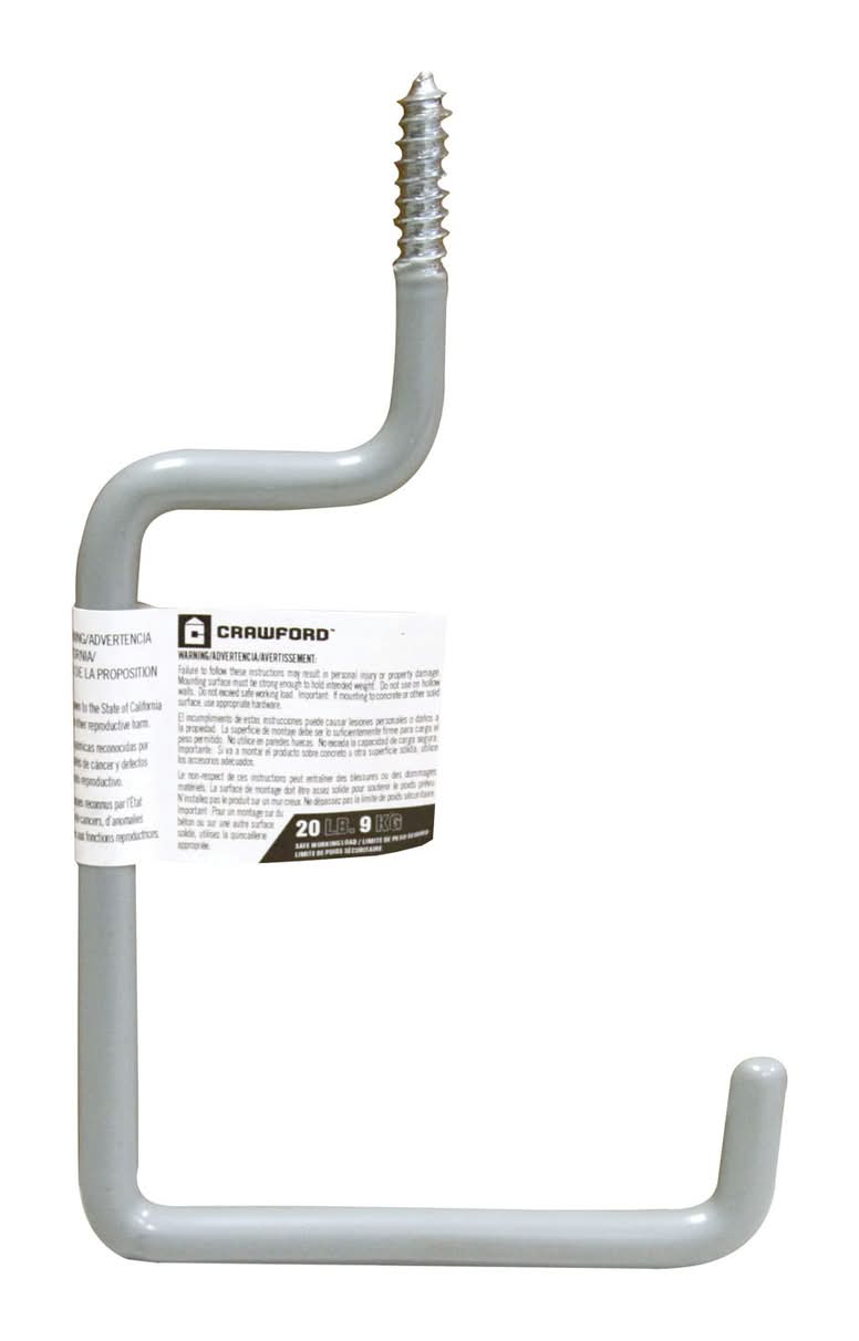 Crawford 7 In. L Vinyl Coated Gray Steel Large Storage Hook 20 Lb. Cap. 1 Pk