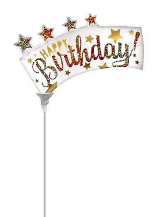 14in Birthday Banner Stick Balloon