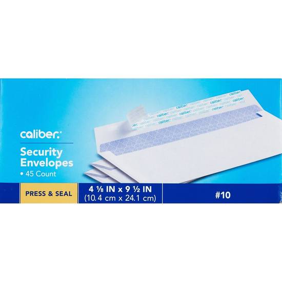 Caliber Security Envelopes, Press & Seal, 45 ct