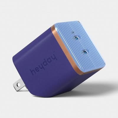Heyday Wall Charger 2 Port Usb-C + Usb-C 40w, Dusk Blue