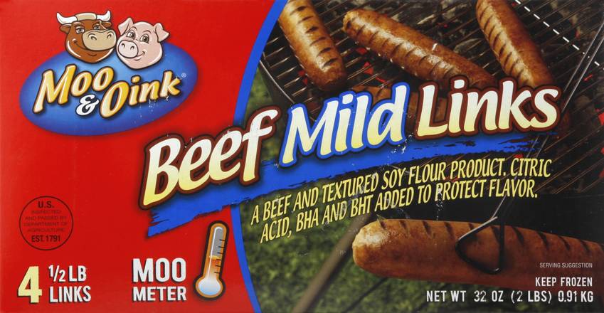 Moo & Oink Frozen Beef Mild Links (4 ct)