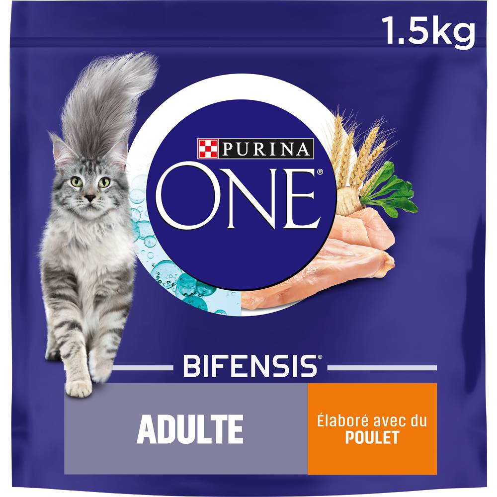 Croquettes pour chat adulte Poulet, Céréales Complètes PURINA ONE -1,5kg