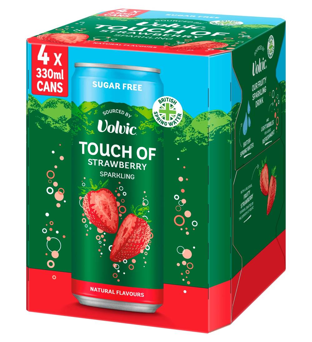 Volvic Touch Of Strawberry Sparkling Flavoured Water 4 X 330Ml