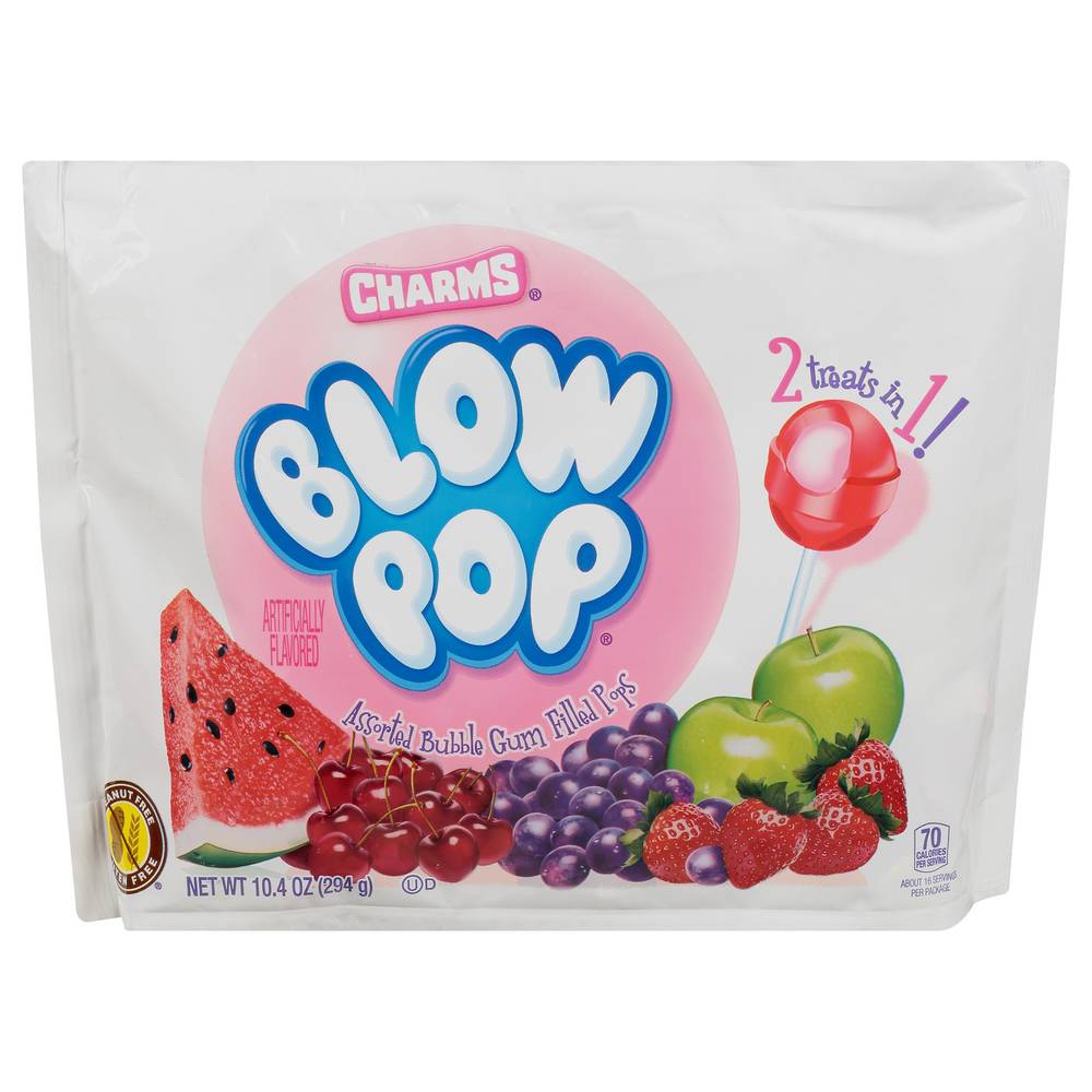 Charms Blow Pop Kosher Peanut Free Bubble Gum Pops, Assorted (10.4 oz)