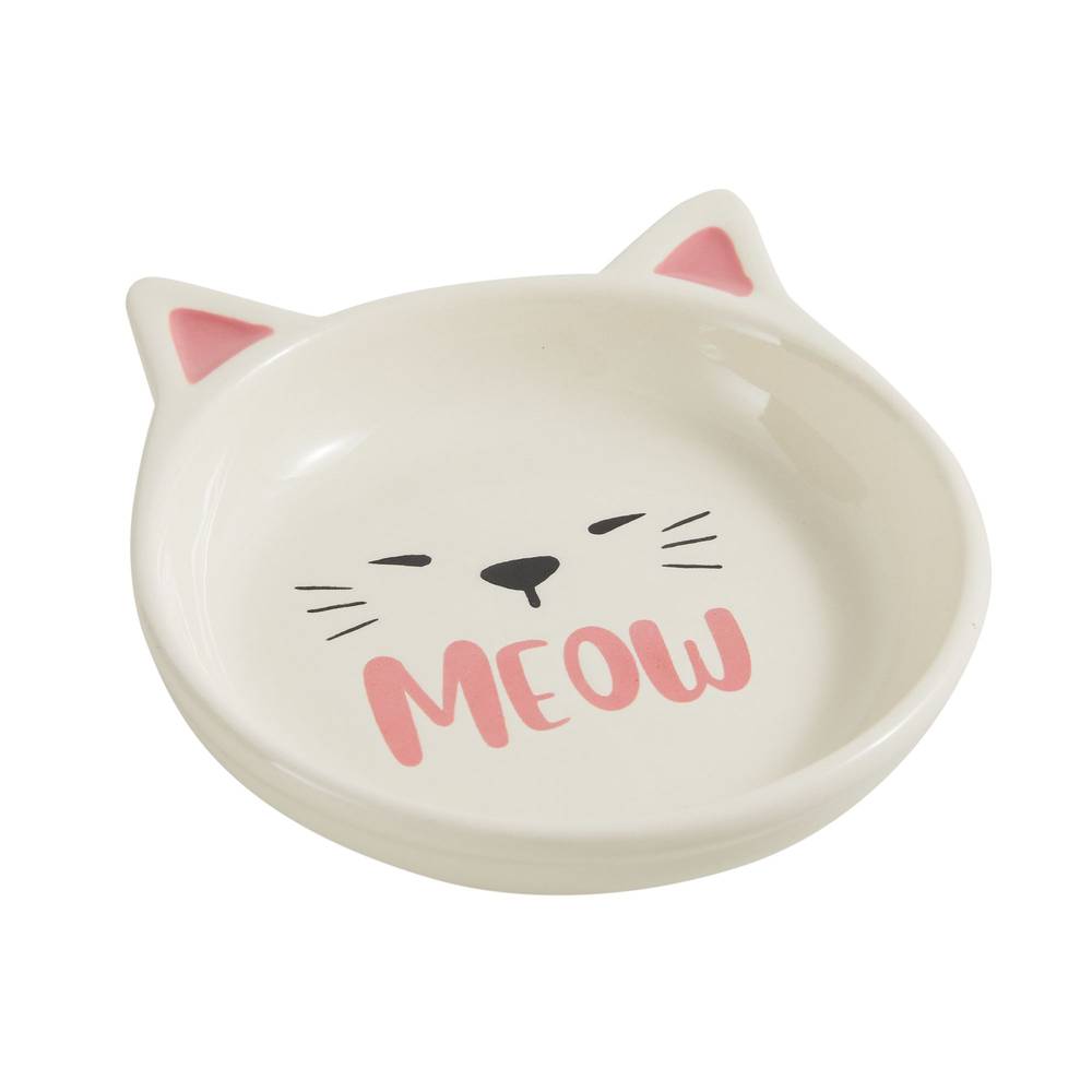 Whisker City Ceramic Kitty Face Meow Cat Saucer (0.75 /tan-pink-black)