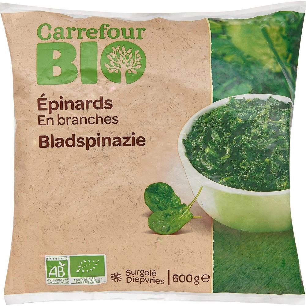 Epinards  en branches Bio CARREFOUR BIO - le sachet de 600g