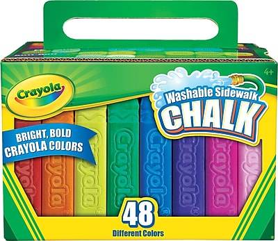 Crayola Washable Sidewalk Chalk, Assorted Colors, 48/Box (512048)