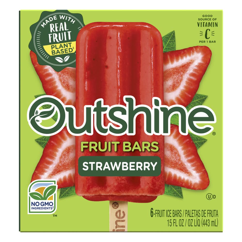 Outshine Real Fruit Ice Bars, Strawberry (15 fl oz, 6 ct)
