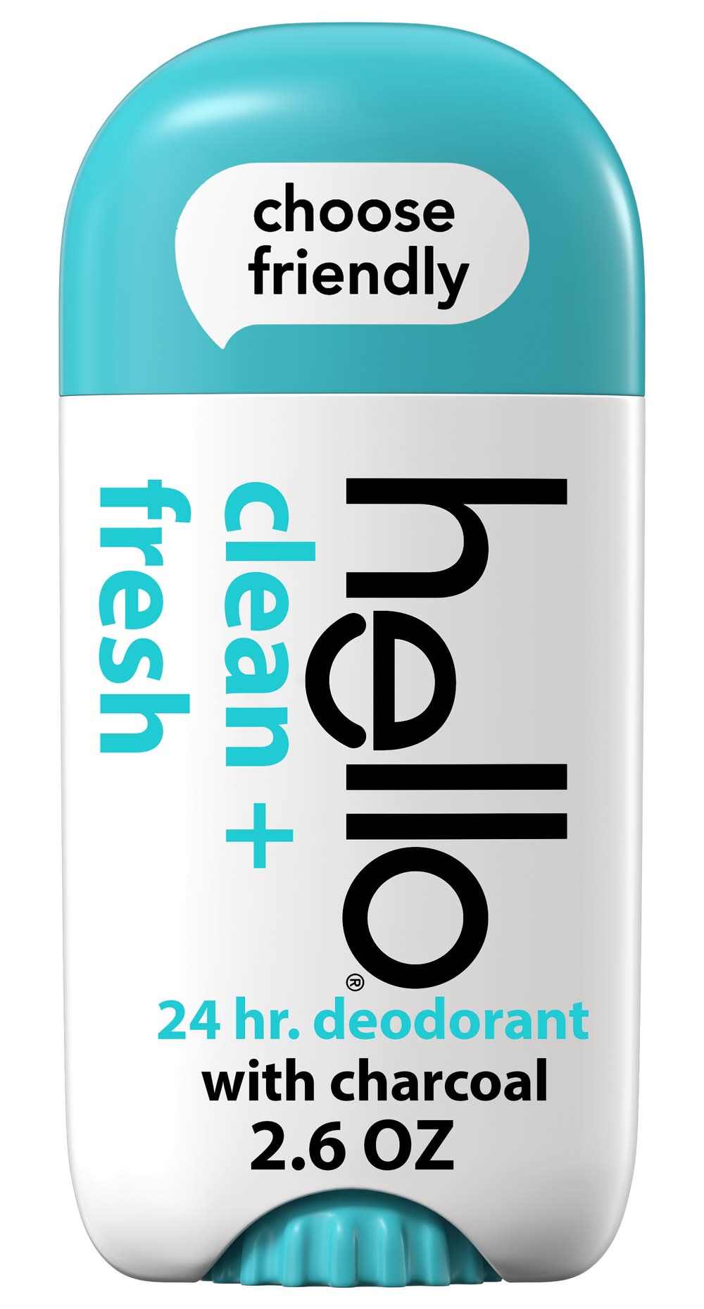 Hello Clean + Fresh Deodorant With Activated Charcoal, No Aluminum + No Baking Soda, Vegan & Parabens Free (2.6 oz)