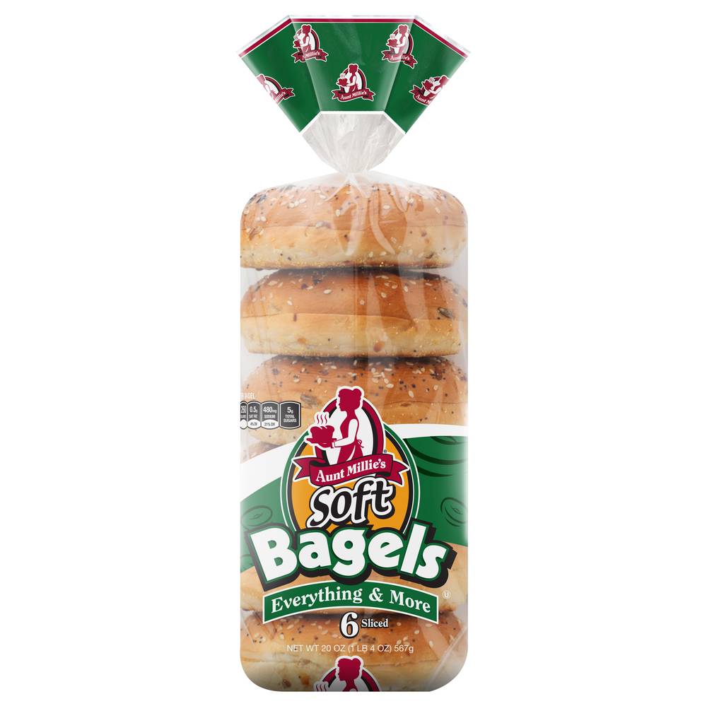 Aunt Millie's Soft Everything & More Bagels (20 oz, 6 ct)