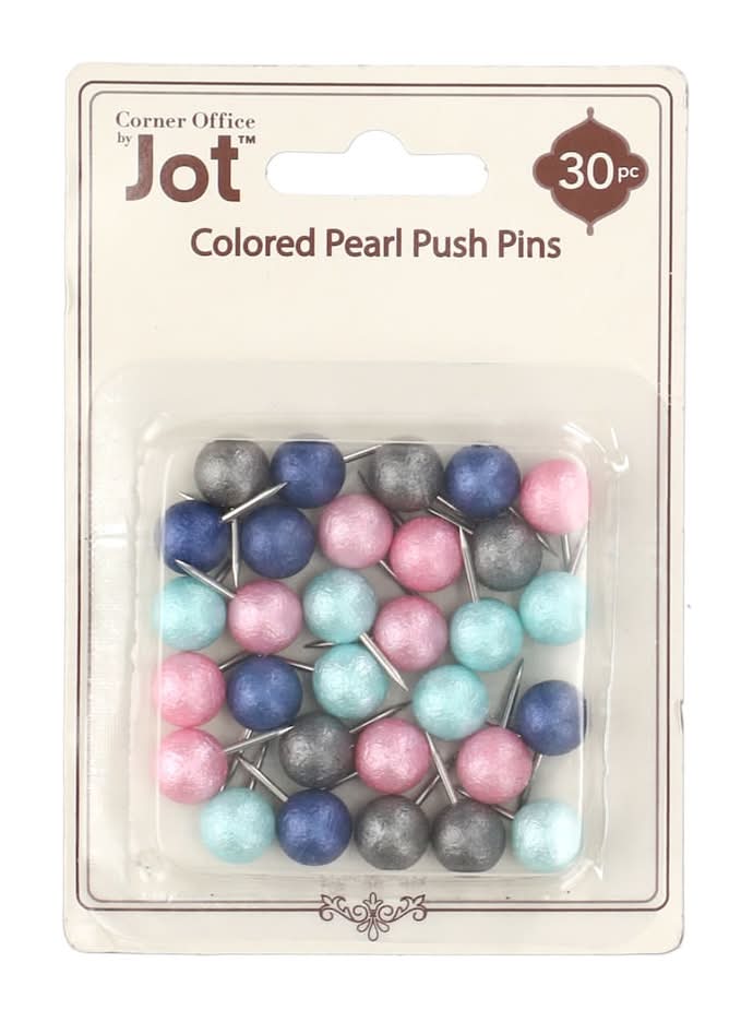 Jot Colored Pearl Push Pins, Assorted (30 ct)