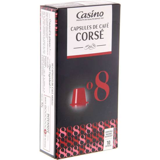 Casino corsé 10 capsules plastique intensité 8 café 52 g