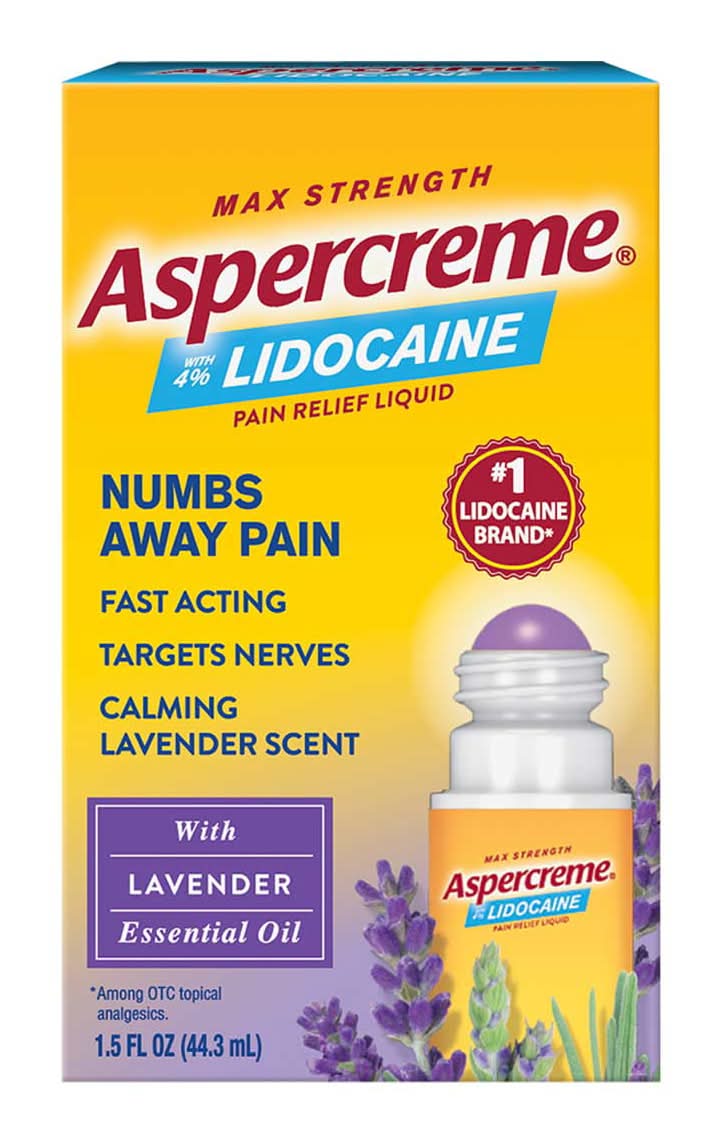 Aspercreme Lidocaine Pain Relief Liquid Roll-On, Lavender (1.5 fl oz)