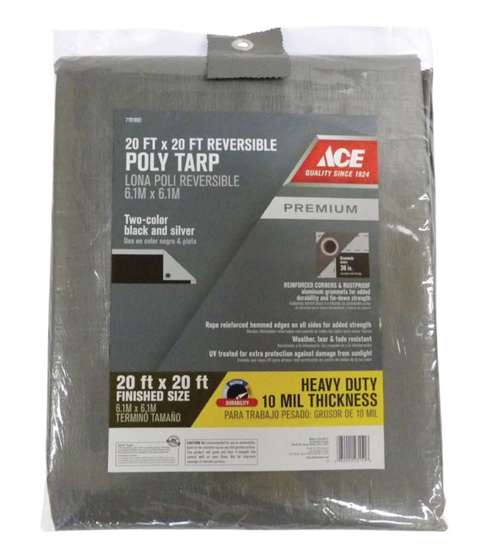 ACE 20 Ft. W X 20 Ft. L Heavy Duty Polyethylene Tarp Black/Silver