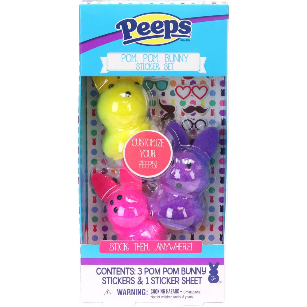 Peeps 3D Pom Pom Bunnies Sticker Set