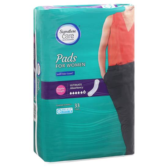 Signature Care Ultimate Absorbency Regular Pads For Women (33 pads)
