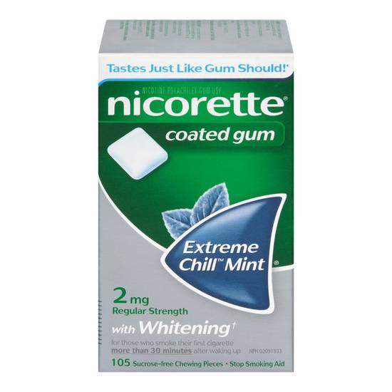 Nicorette Nicotine Polacrilex Gum 2 mg Extreme Chill Mint (105 units)