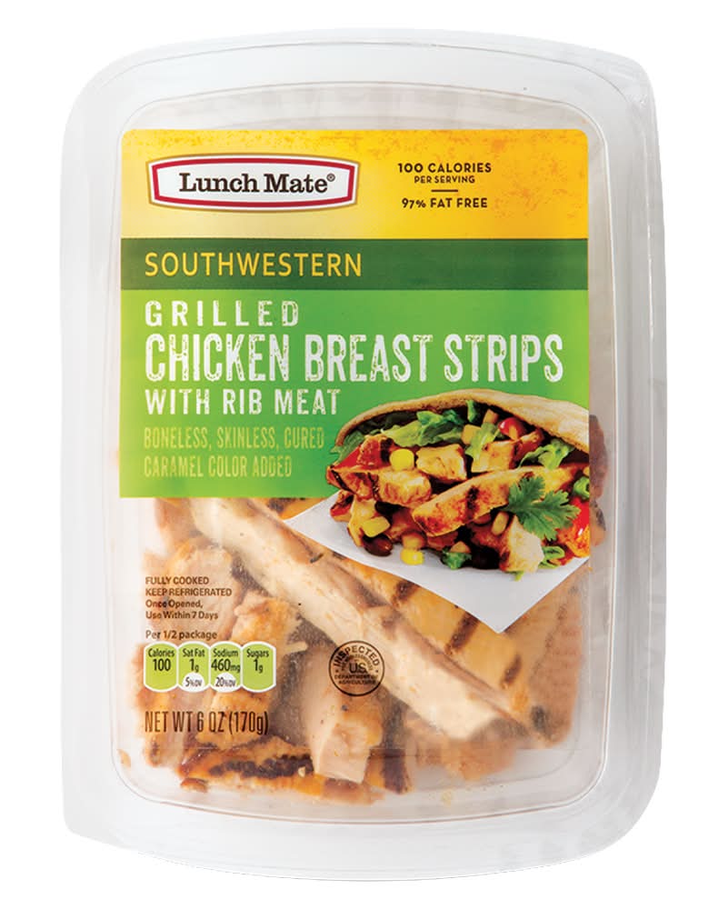 Lunch Mate Grilled Chicken Breast Strips With Rip Meat, Southwestern (6 oz)