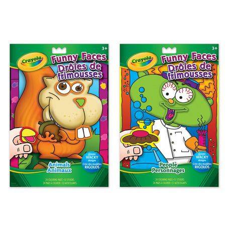 Crayola cahier colorier et d'autocollants dr  les de frimousses - funny faces colouring & sticker book