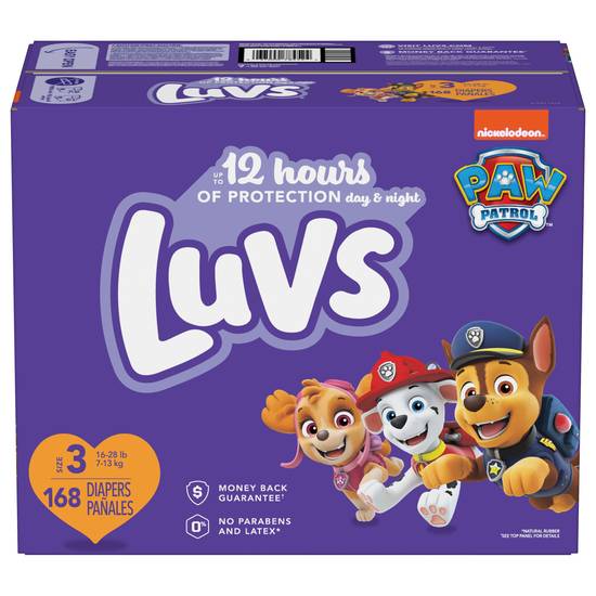 Luvs Triple Leak Gaurd Extra Absorbent Diapers Size 3 (168 ct)