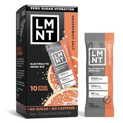 LMNT Zero Sugar Electrolytes Drink Mix, Grapefruit Salt (10 x 0.2 oz)