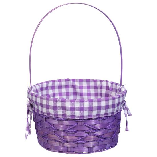 Sun Point Lined Large Bamboo Basket (purple)