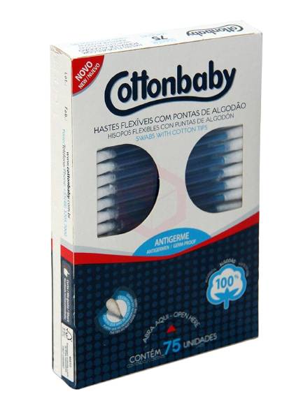 Cottonbaby hastes flexíveis com pontas de algodão (75 un)