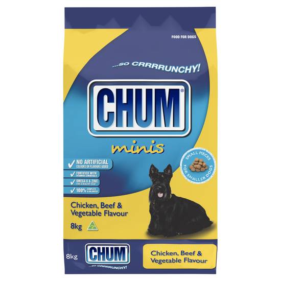 Chum Adult Dry Dog Food Chicken, Beef & Vegetables Flavour 8kg
