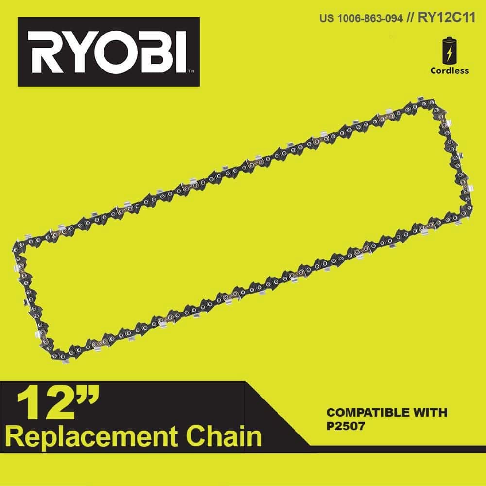 Ryobi 12 In. 0.043 Gauge Replacement Chainsaw Chain, 64 Links (Single Pack)