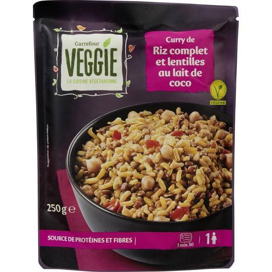 Carrefour Veggie - Curry de riz complet et lentilles au lait de coco