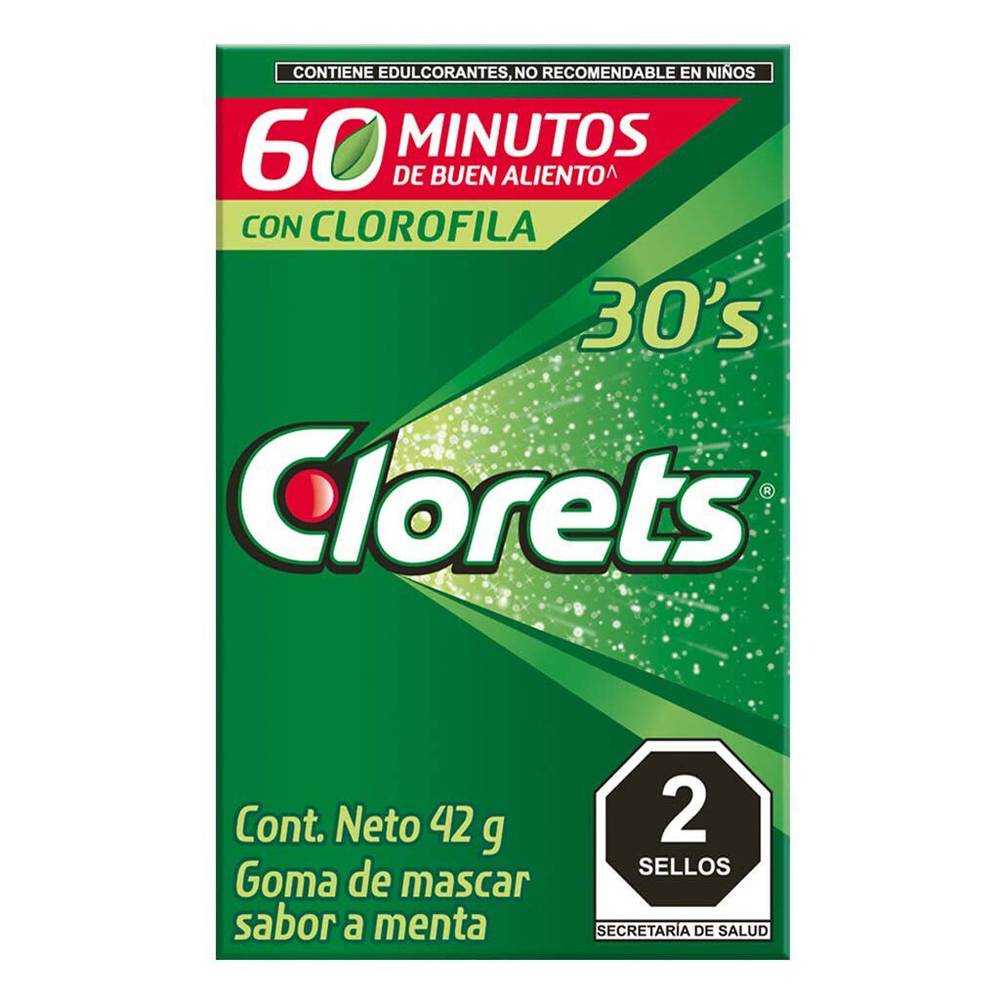 Clorets goma de mascar sabor menta (caja 30 piezas)